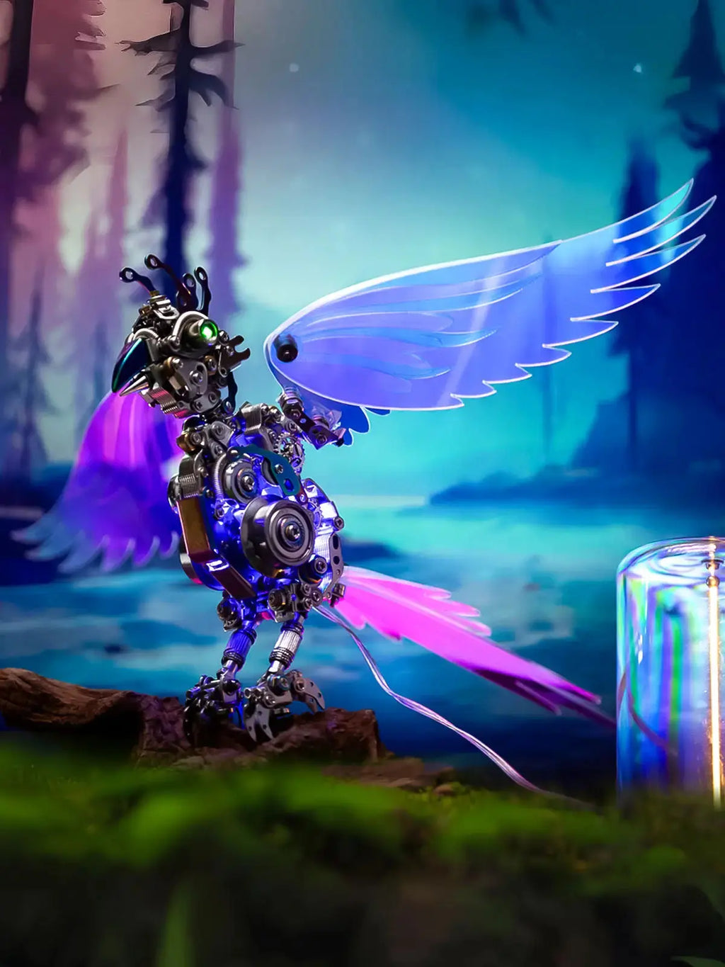 CockaFlare 3D Metal Puzzle - Cyberpunk Parrot Model Kit with LED Lights