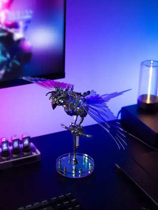 CockaFlare 3D Metal Puzzle - Cyberpunk Parrot Model Kit with LED Lights