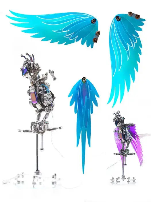 CockaFlare 3D Metal Puzzle - Cyberpunk Parrot Model Kit with LED Lights