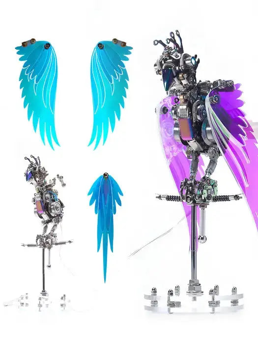 CockaFlare 3D Metal Puzzle - Cyberpunk Parrot Model Kit with LED Lights