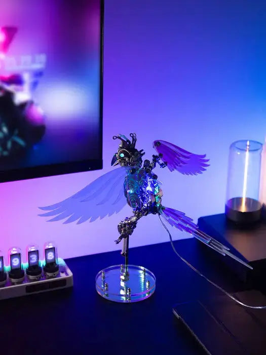 CockaFlare 3D Metal Puzzle - Cyberpunk Parrot Model Kit with LED Lights