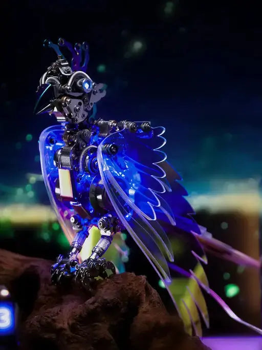 CockaFlare 3D Metal Puzzle - Cyberpunk Parrot Model Kit with LED Lights