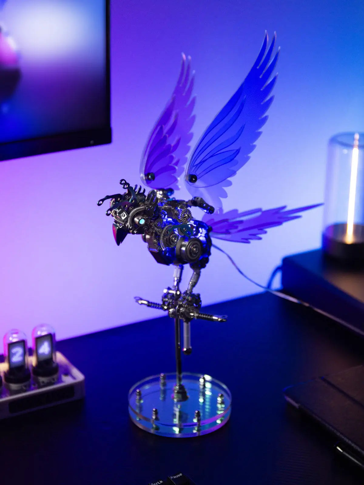 CockaFlare 3D Metal Puzzle - Cyberpunk Parrot Model Kit with LED Lights