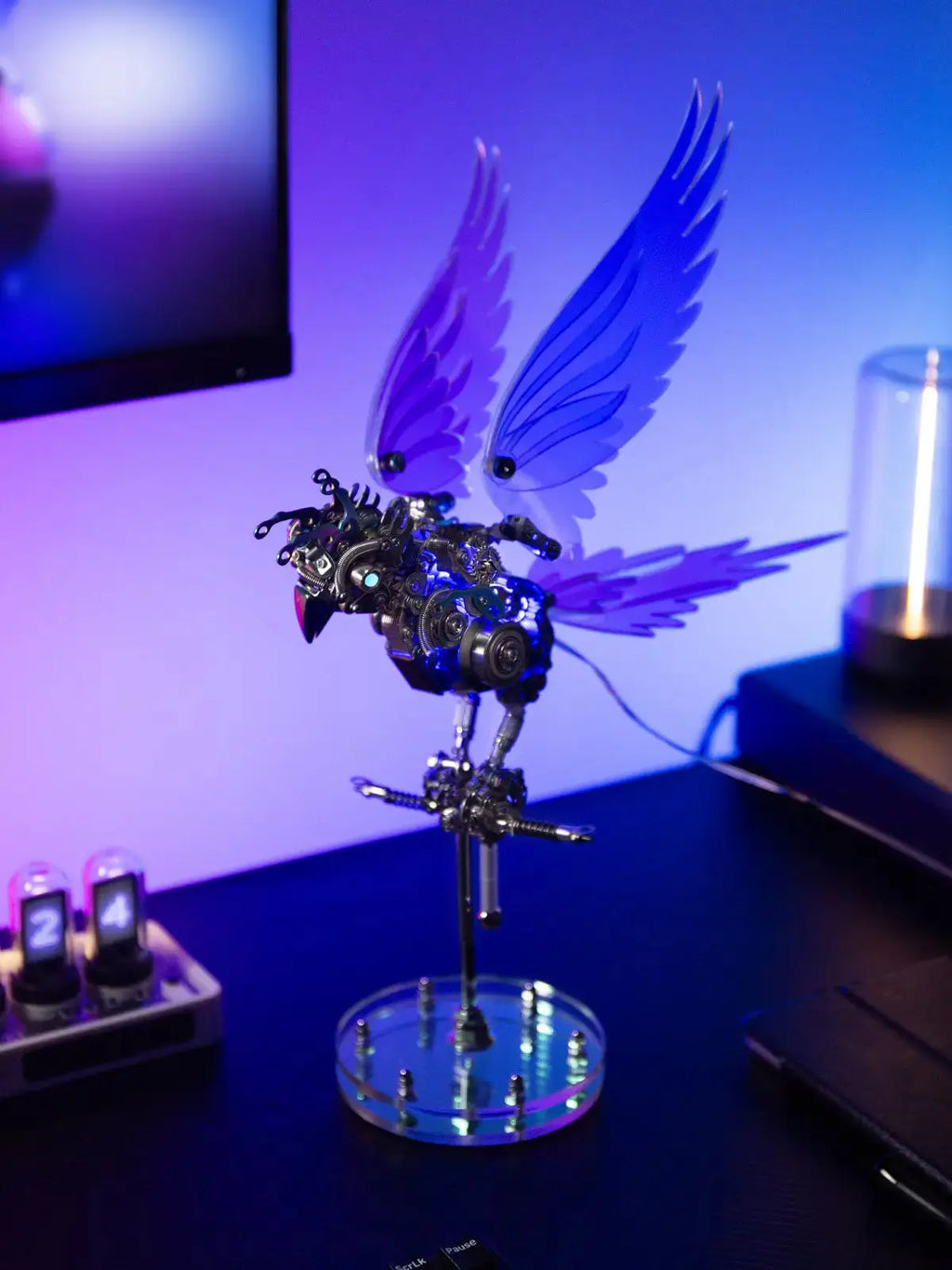 CockaFlare 3D Metal Puzzle - Cyberpunk Parrot Model Kit with LED Lights