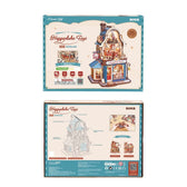Front and back packaging for the ROKR Happyduke Toys EAM01 wooden 3D puzzle kit
