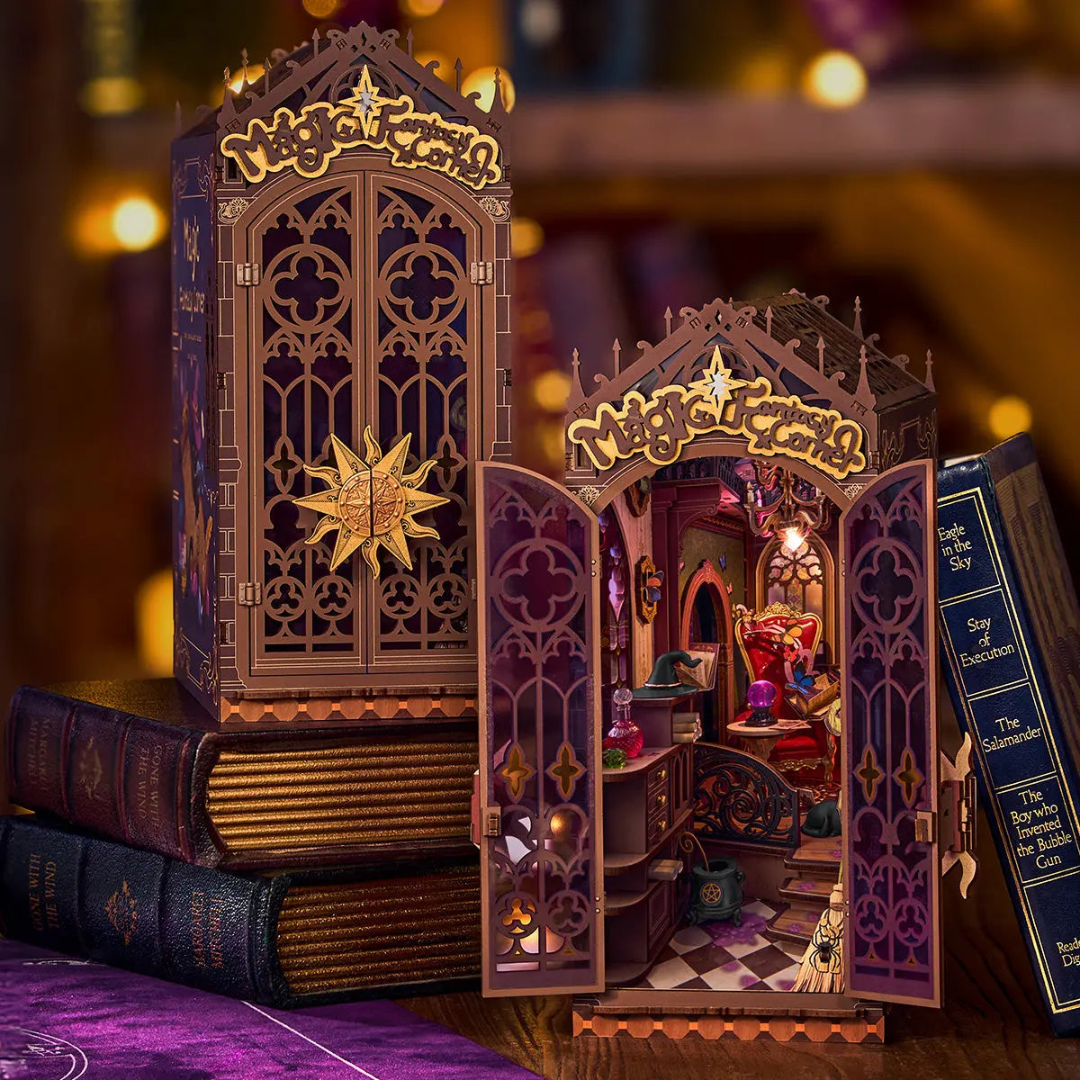 Rolife Magic Fantasy Corner DIY Book Nook Shelf Insert Toys Quiz