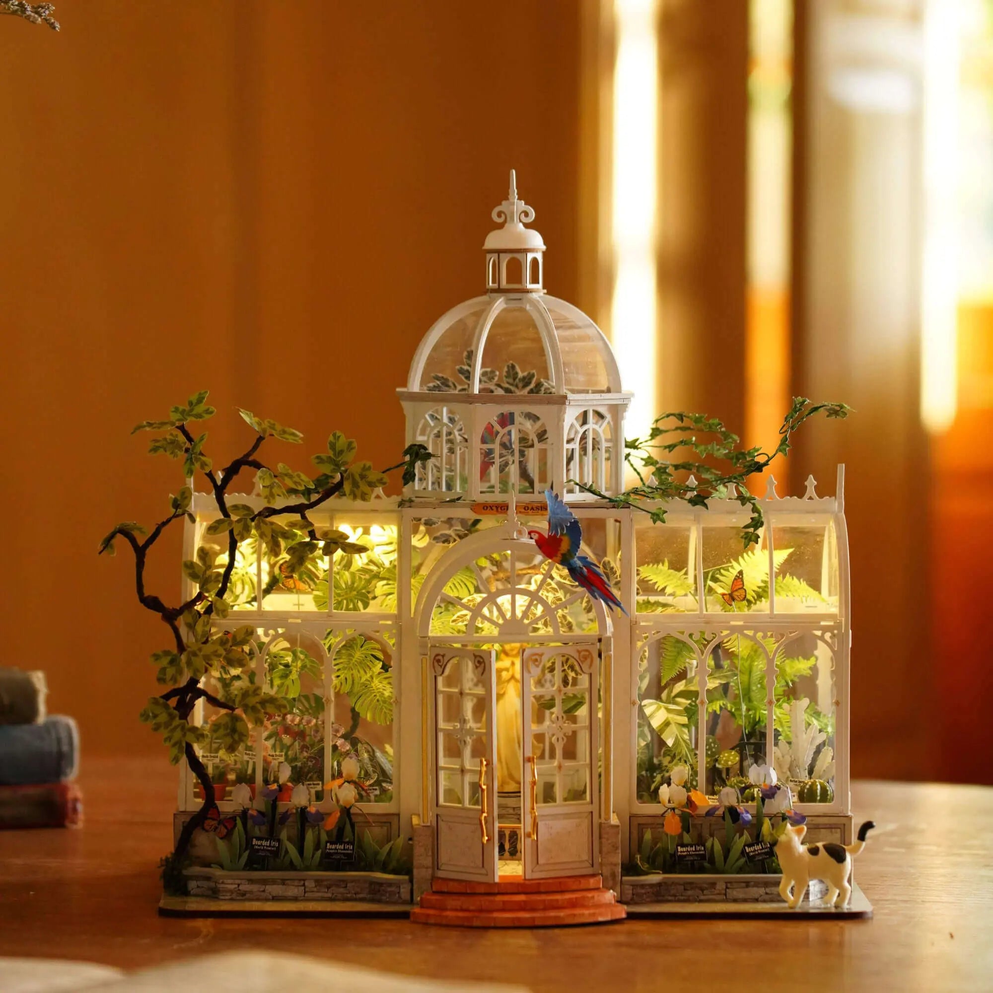 Rolife Oxygen Oasis DH102 greenhouse illuminated with warm LED lights