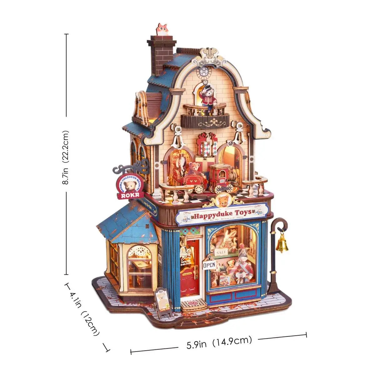 ROKR Happyduke Toys EAM01 assembled dimensions: 8.7 × 5.9 × 4.7 inches