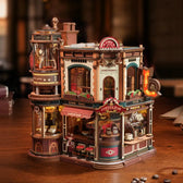 Finished EAB02 wooden coffee factory displayed on a warmly lit table