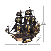 Rozměry Barque 3D dřevěný puzzle Seahorse zobrazené jako 18.5in dlouhý, 15.4in vysoký a 7.1in široký