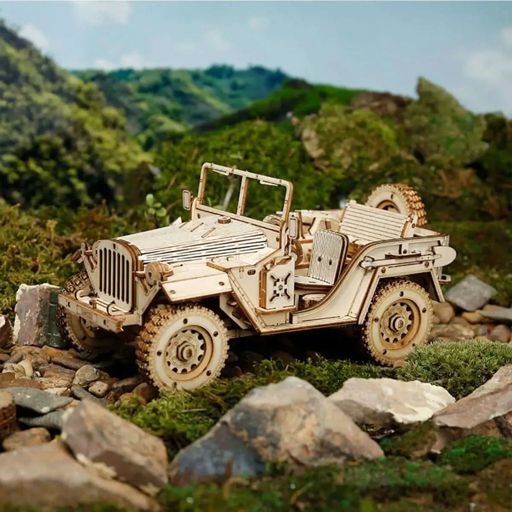 Army Jeep Scale Model 3D Wooden Puzzle - Toys Quiz