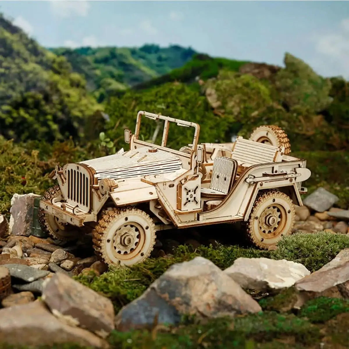 Army Jeep Scale Model 3D Wooden Puzzle - Toys Quiz