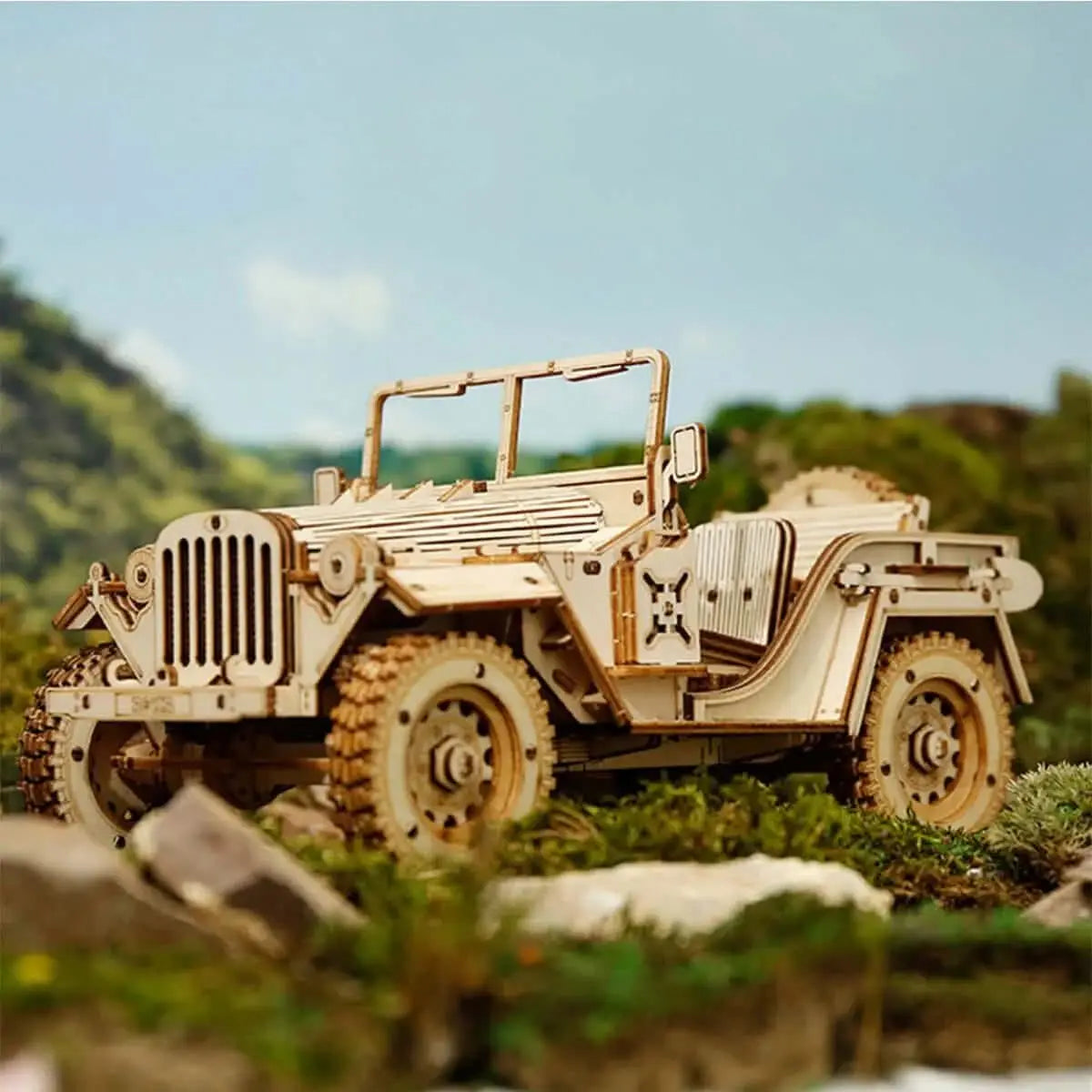 Army Jeep Scale Model 3D Wooden Puzzle - Toys Quiz
