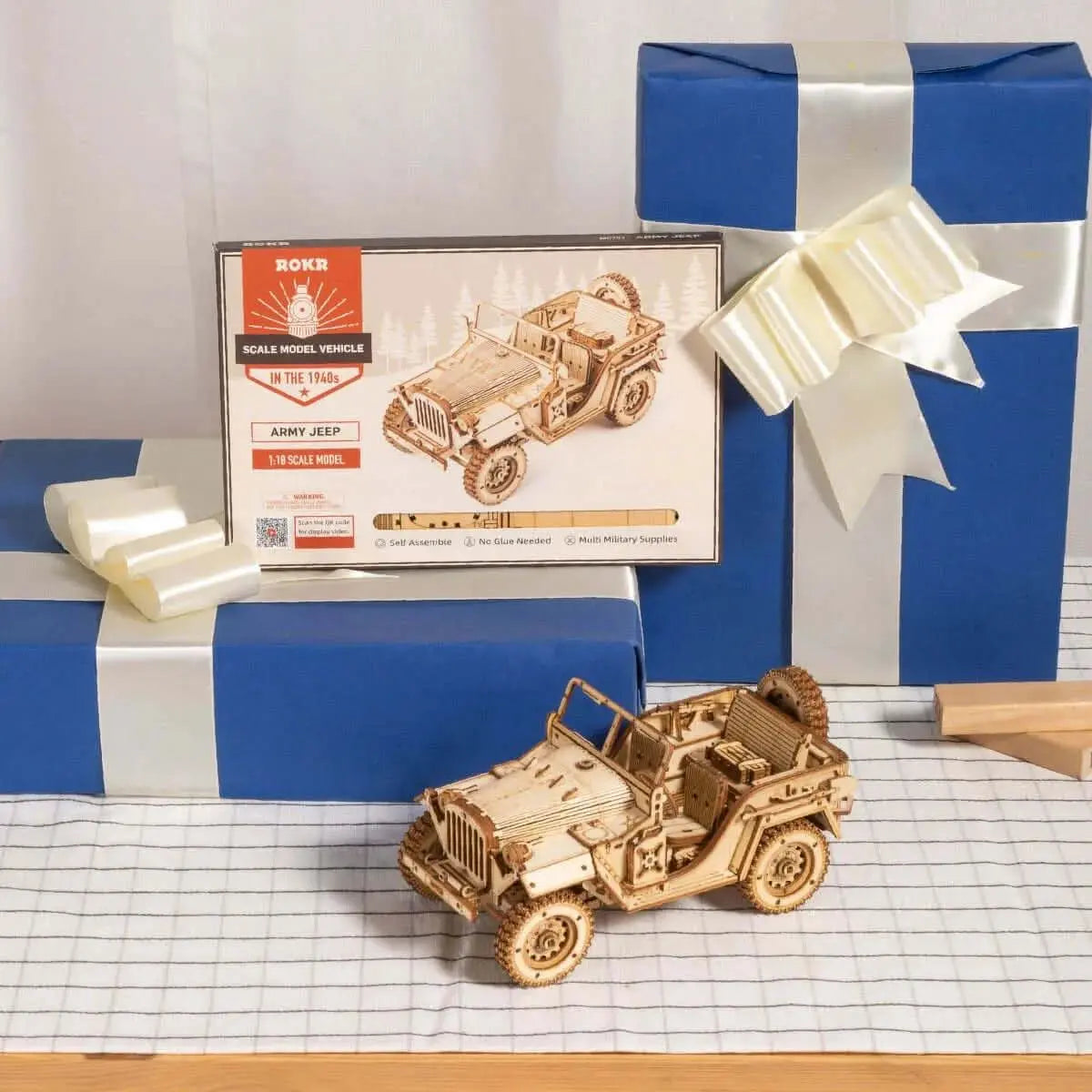Army Jeep Scale Model 3D Wooden Puzzle - Toys Quiz