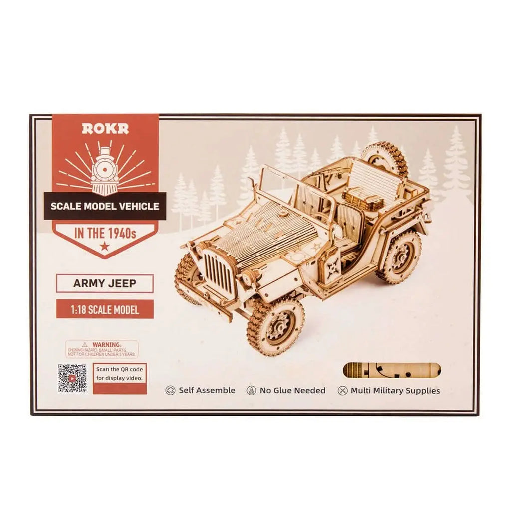 Army Jeep Scale Model 3D Wooden Puzzle - Toys Quiz
