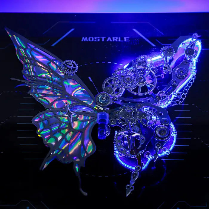 Cyberpunk Phantom Butterfly LED Wall Frame – Illuminated Metal Puzzle Décor