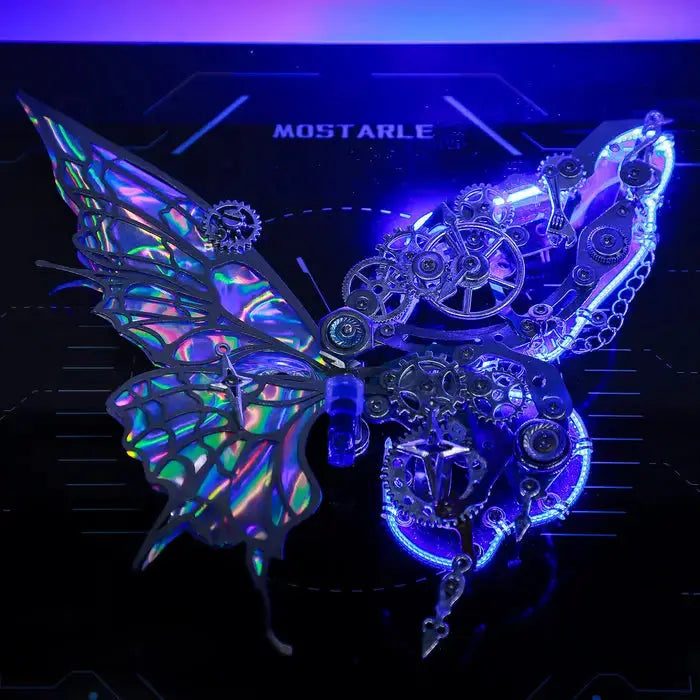 Cyberpunk Phantom Butterfly LED Wall Frame – Illuminated Metal Puzzle Décor