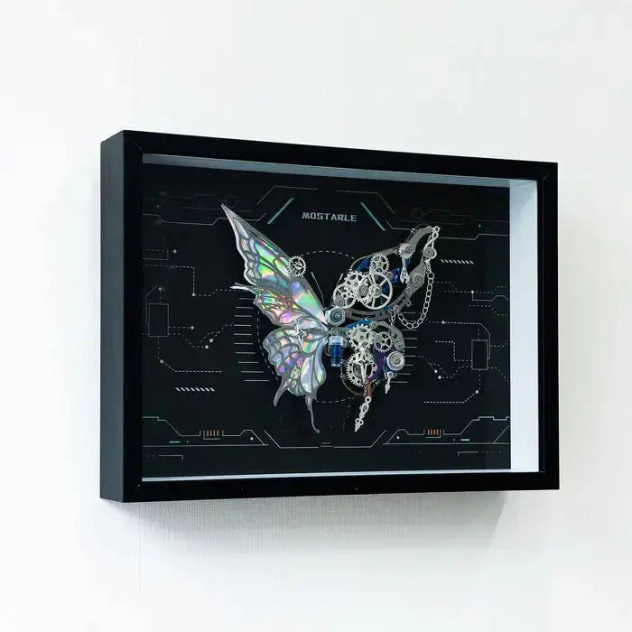 Cyberpunk Phantom Butterfly LED Wall Frame – Illuminated Metal Puzzle Décor