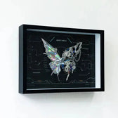 Cyberpunk Phantom Butterfly LED nástěnný rám - Osvětlené kovové puzzle décor