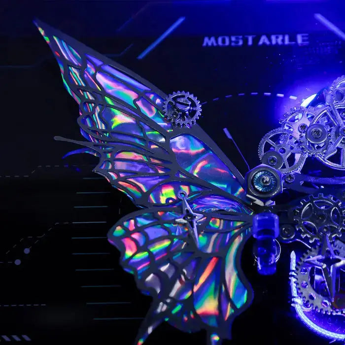 Cyberpunk Phantom Butterfly LED Wall Frame – Illuminated Metal Puzzle Décor