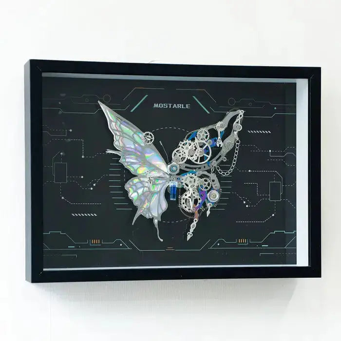 Cyberpunk Phantom Butterfly LED Wall Frame – Illuminated Metal Puzzle Décor