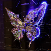 Cyberpunk Phantom Butterfly LED nástěnný rám - Osvětlené kovové puzzle décor