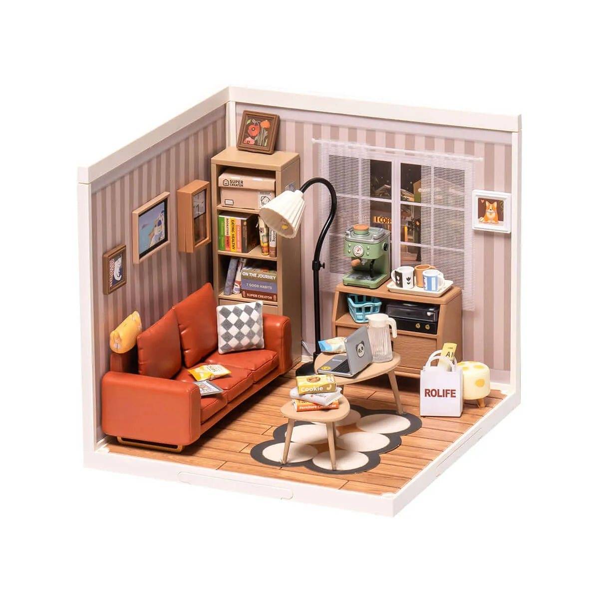 DIY Miniature House Kit – Cozy Living Lounge model with furniture - Toys Quiz