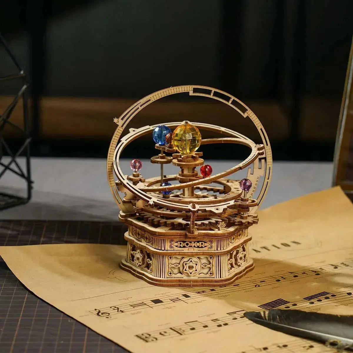 Starry Night Orrery Mechanical Music Box-ROKR-Toys Quiz