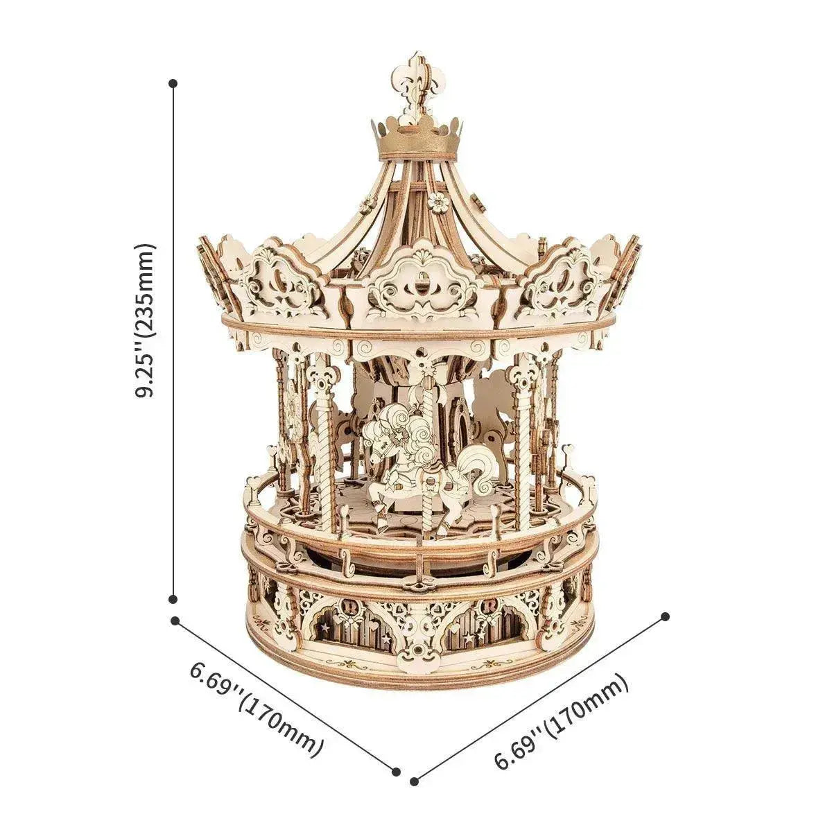 Romantic Carousel Mechanical Music Box 3D Wooden Puzzle-ROKR-Toys Quiz