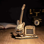 Elektrický kytarový model 3D dřevěné puzzle - Toys Quiz