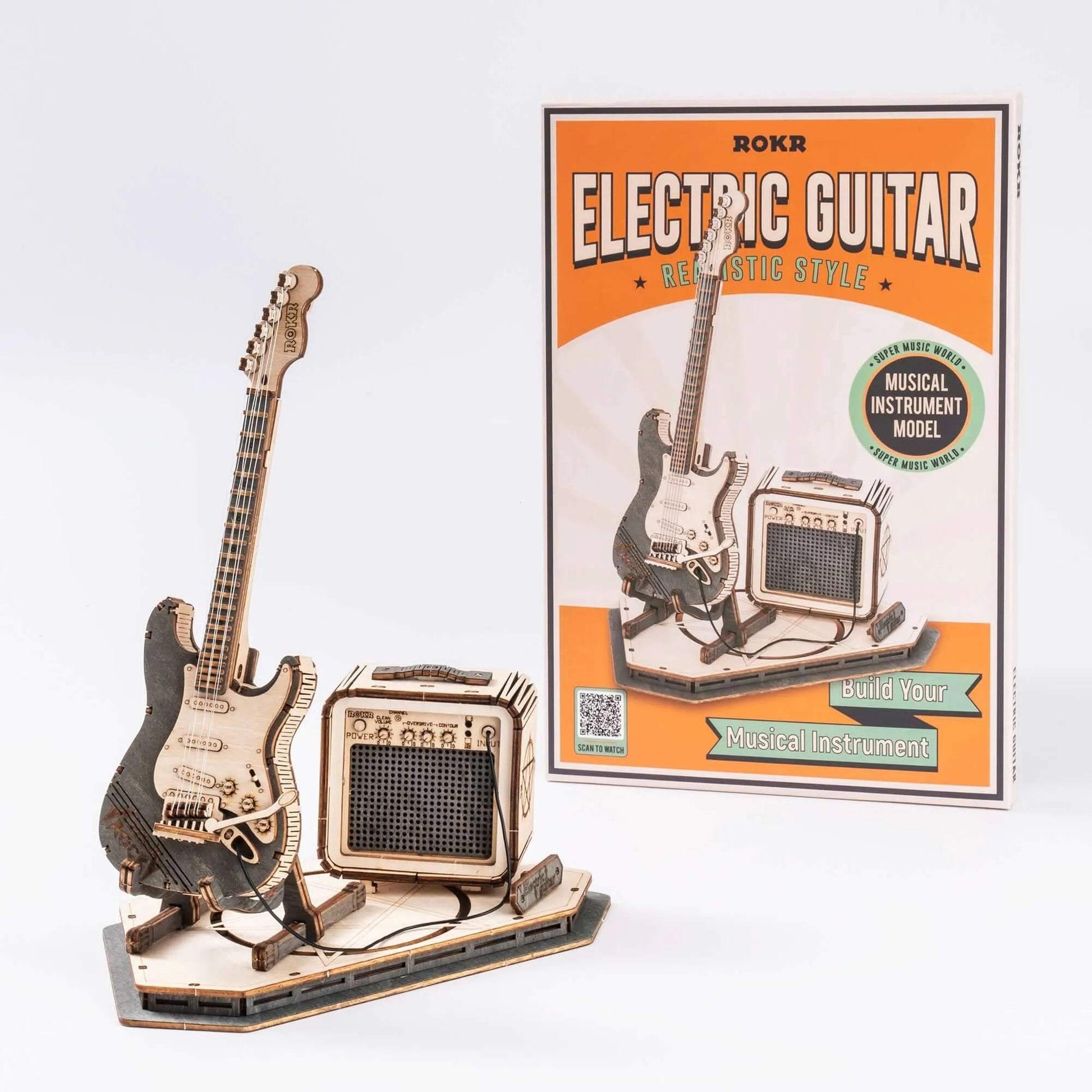 Electric Guitar Model 3D Wooden Puzzle - Toys Quiz