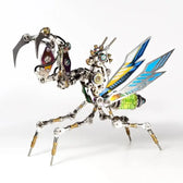Emerald Praying Mantis 3D metal puzzle on white background showing full assembled model