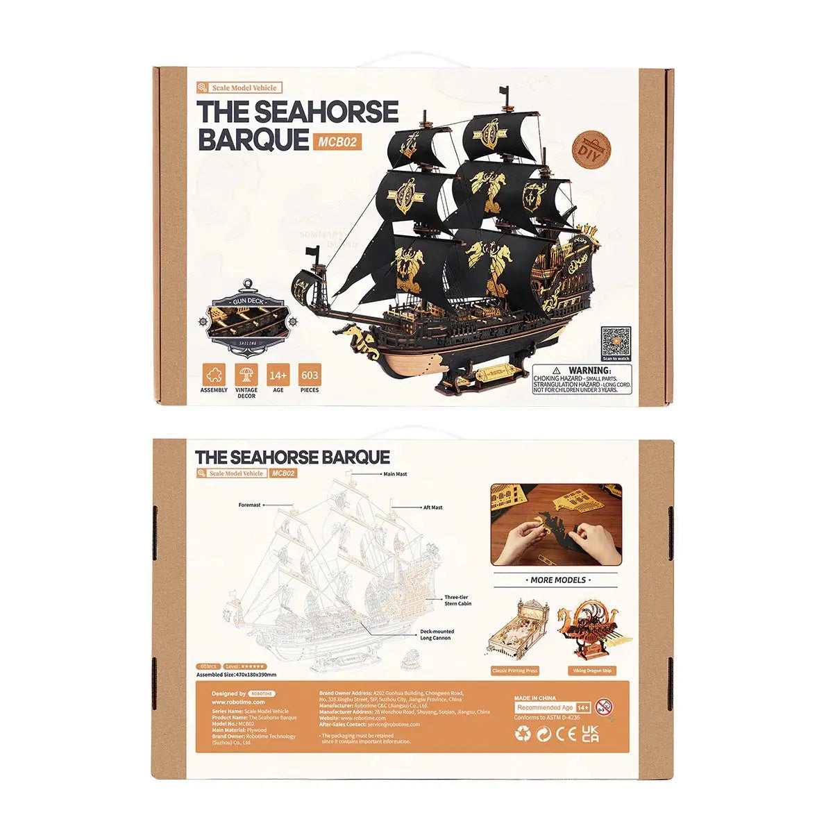 Dřevěné 3D puzzle Mořský koník Barque