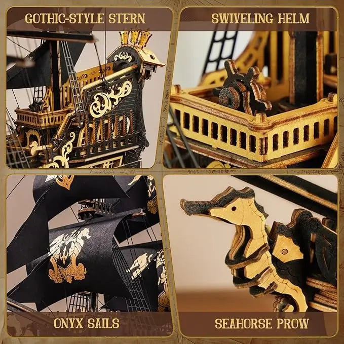 The Seahorse Barque 3D Wooden Puzzle - Toys Quiz