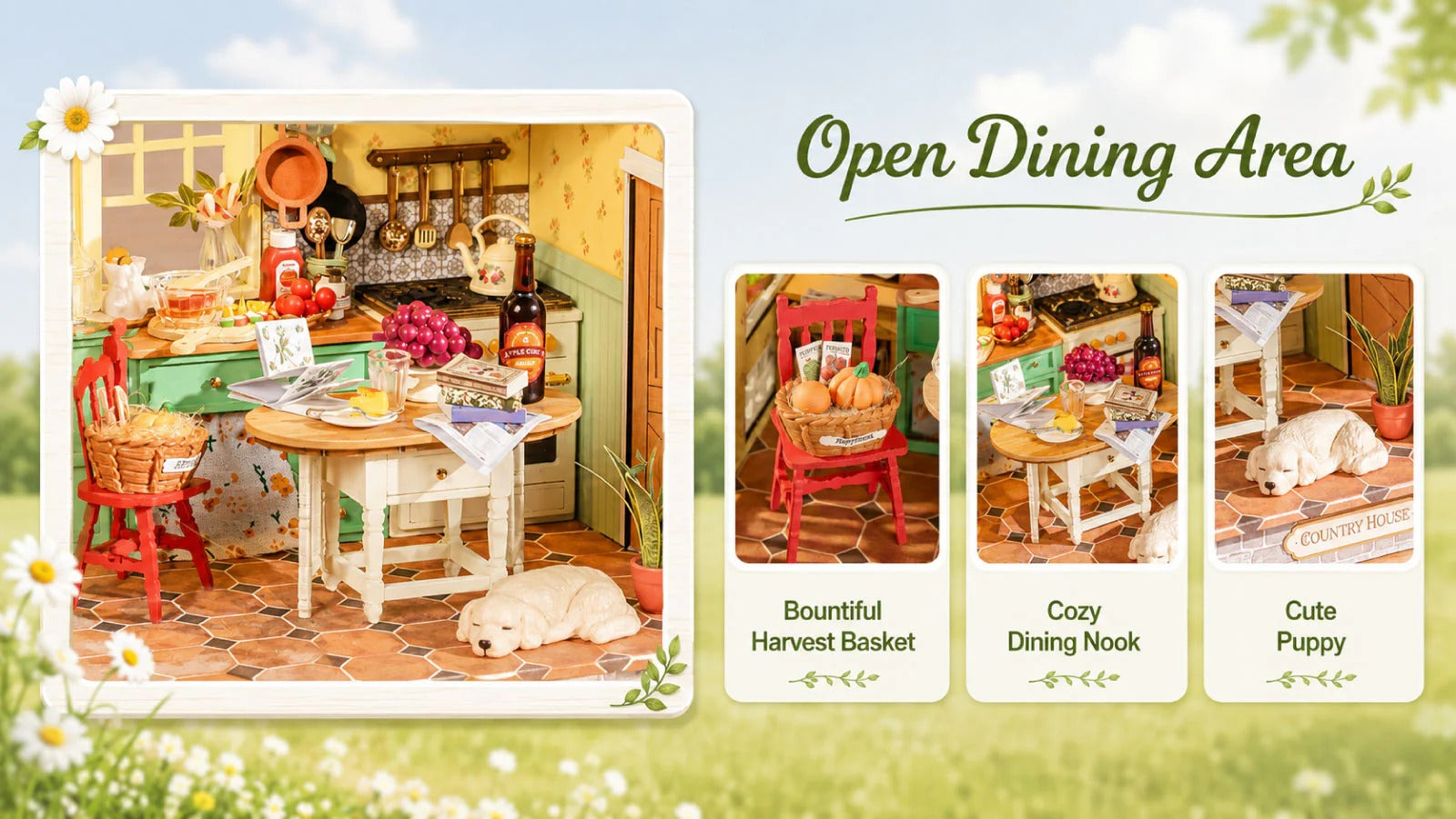 Rolife Sunlit Farmhouse Kitchen DIY Miniature House DH101