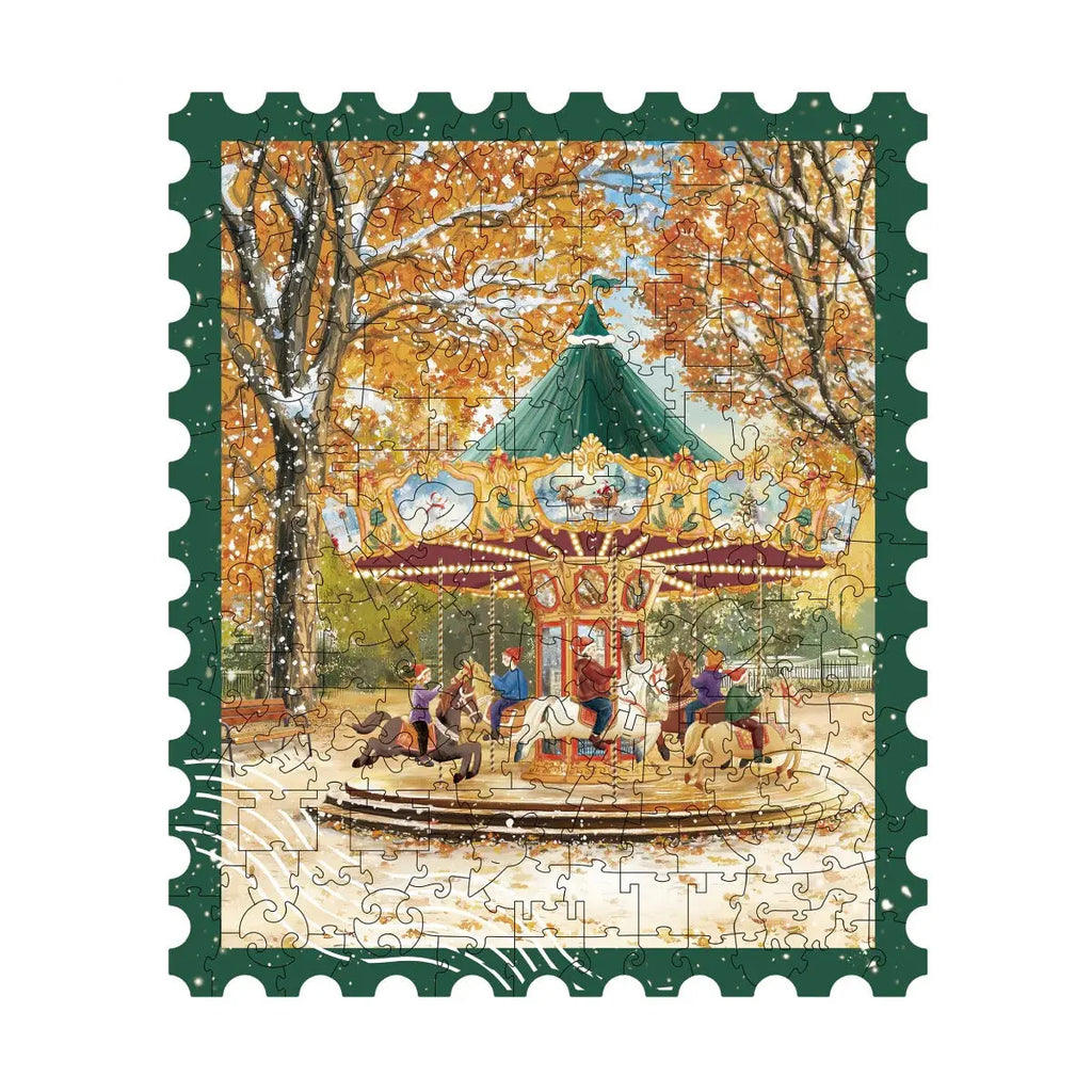 Rowood Golden Autumn Carousel Wooden Jigsaw Puzzle Toys Quiz