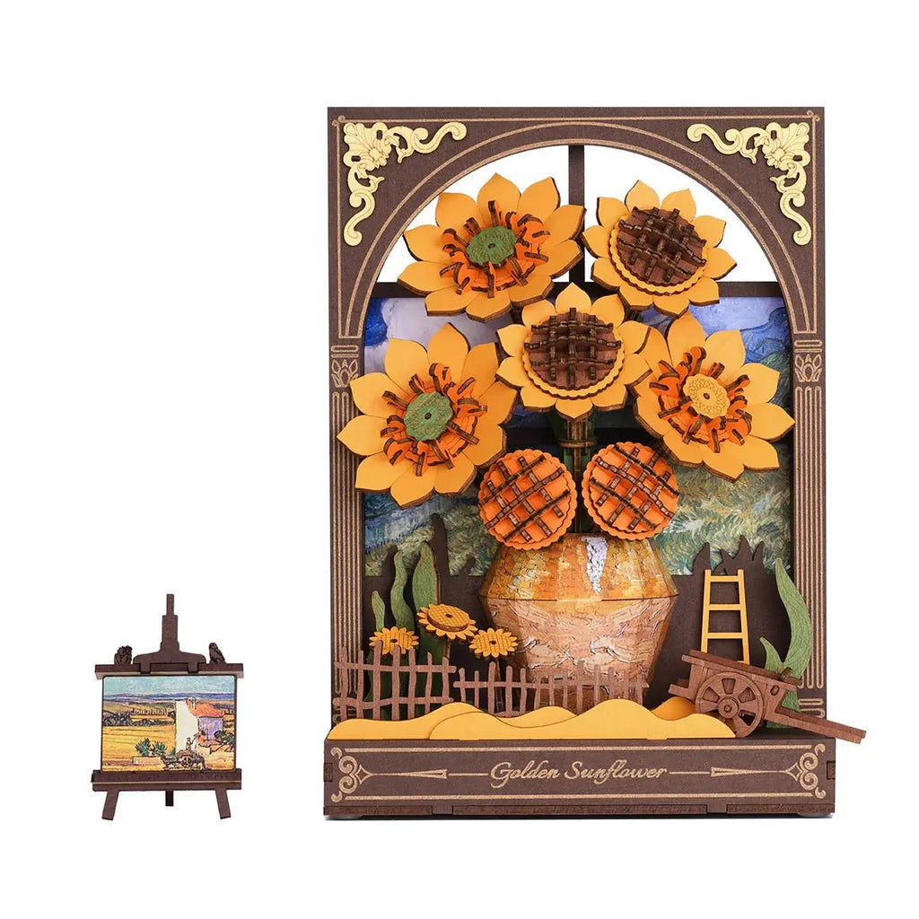 Rowood Golden Sunflower Wall Art 3D Wooden Puzzle Toys Quiz