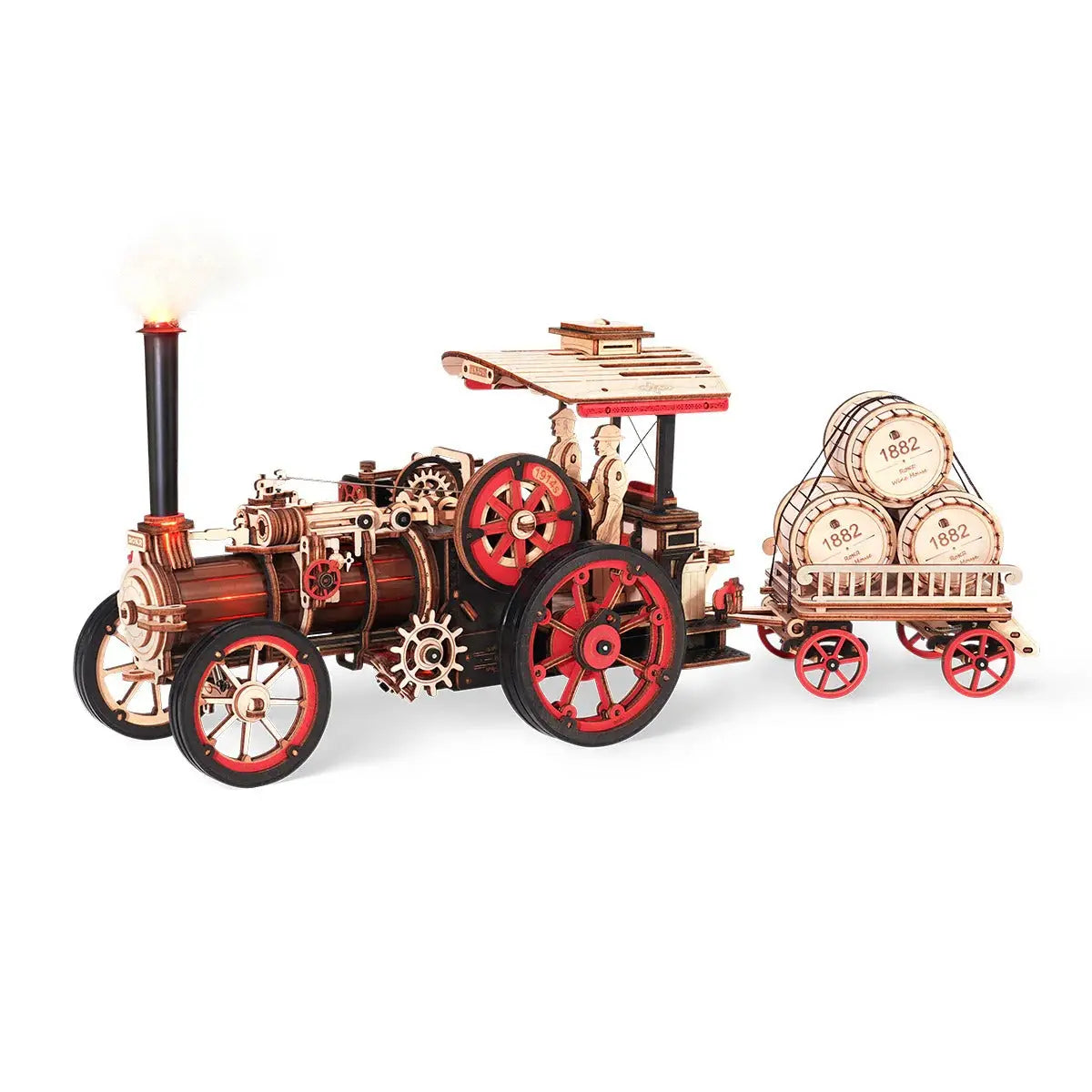 ROKR Steam Engine Mechanical 3D Wooden Puzzle (Battery powered) Toys Quiz