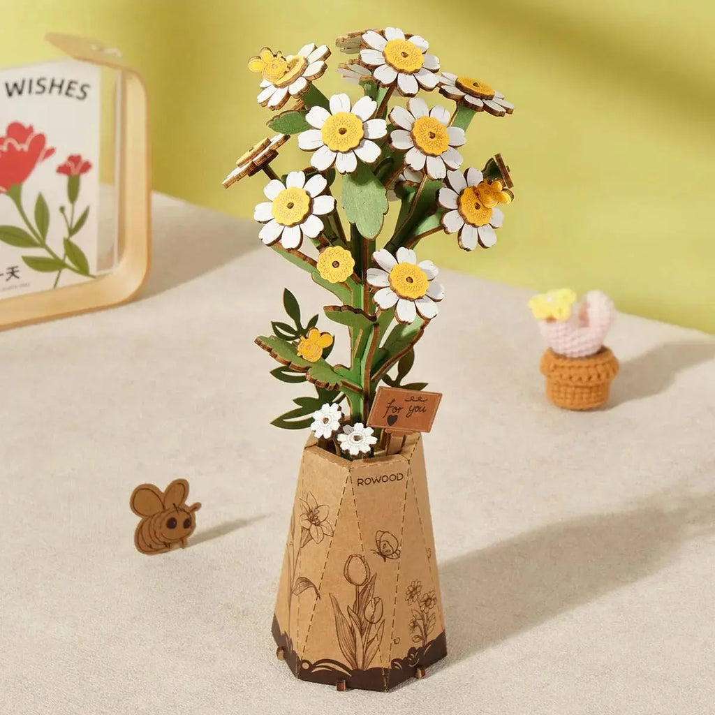 Rowood Chamomile DIY Wooden Flower 3D Puzzle Toys Quiz