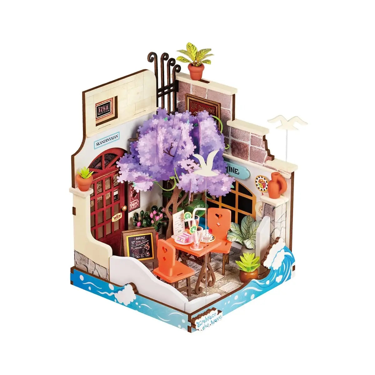 Rolife Sea Holiday Restaurant DIY Miniature House Toys Quiz