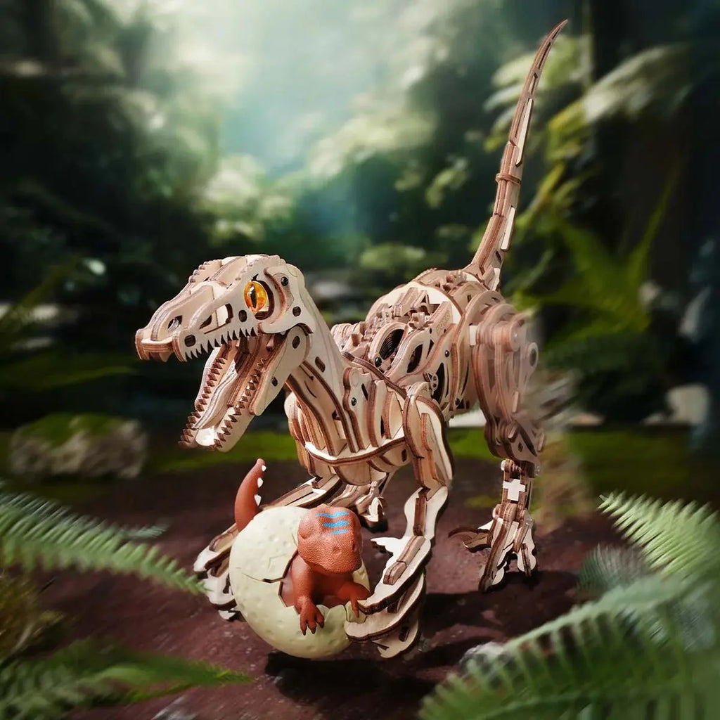 ROKR Velociraptor Mechanical 3D Wooden Puzzle Toys Quiz