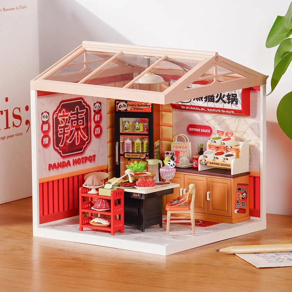 Rolife Panda Hot Pot DIY Miniature House Toys Quiz