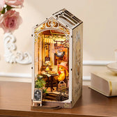Rolife Holiday Cafe DIY Book Nook Shelf Insert Toys Quiz