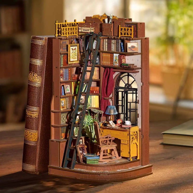 Rolife Silent Corner Study DIY Book Nook Shelf Insert Toys Quiz