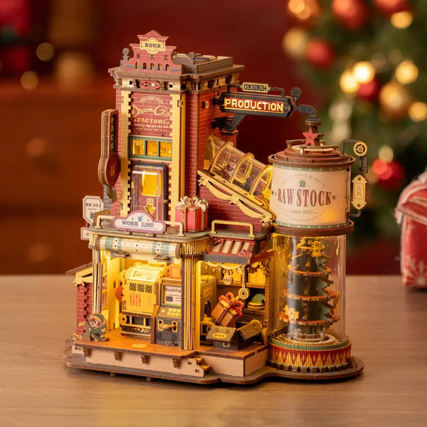 ROKR Christmas Dream Gift Factory Wooden Music Box Toys Quiz