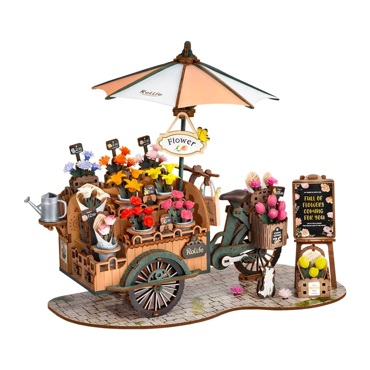 Rolife Blossom Cart 3D Wooden Puzzle Toys Quiz