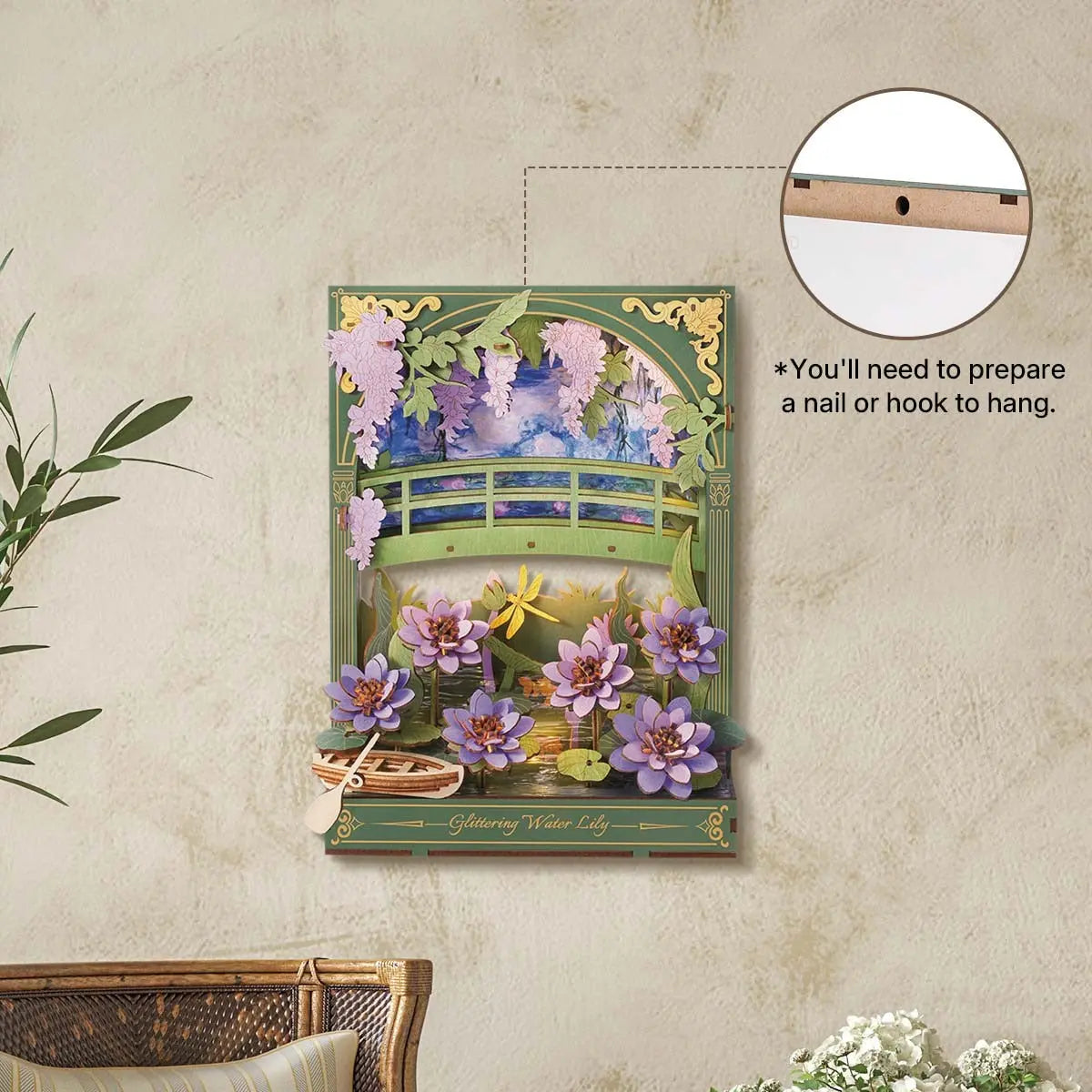 Rowood Glittering Water Lily Wall Art 3D Wooden Puzzle Toys Quiz
