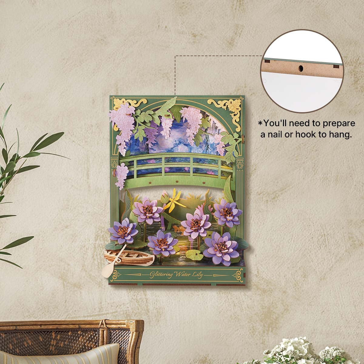 Rowood Glittering Water Lily Wall Art 3D Wooden Puzzle