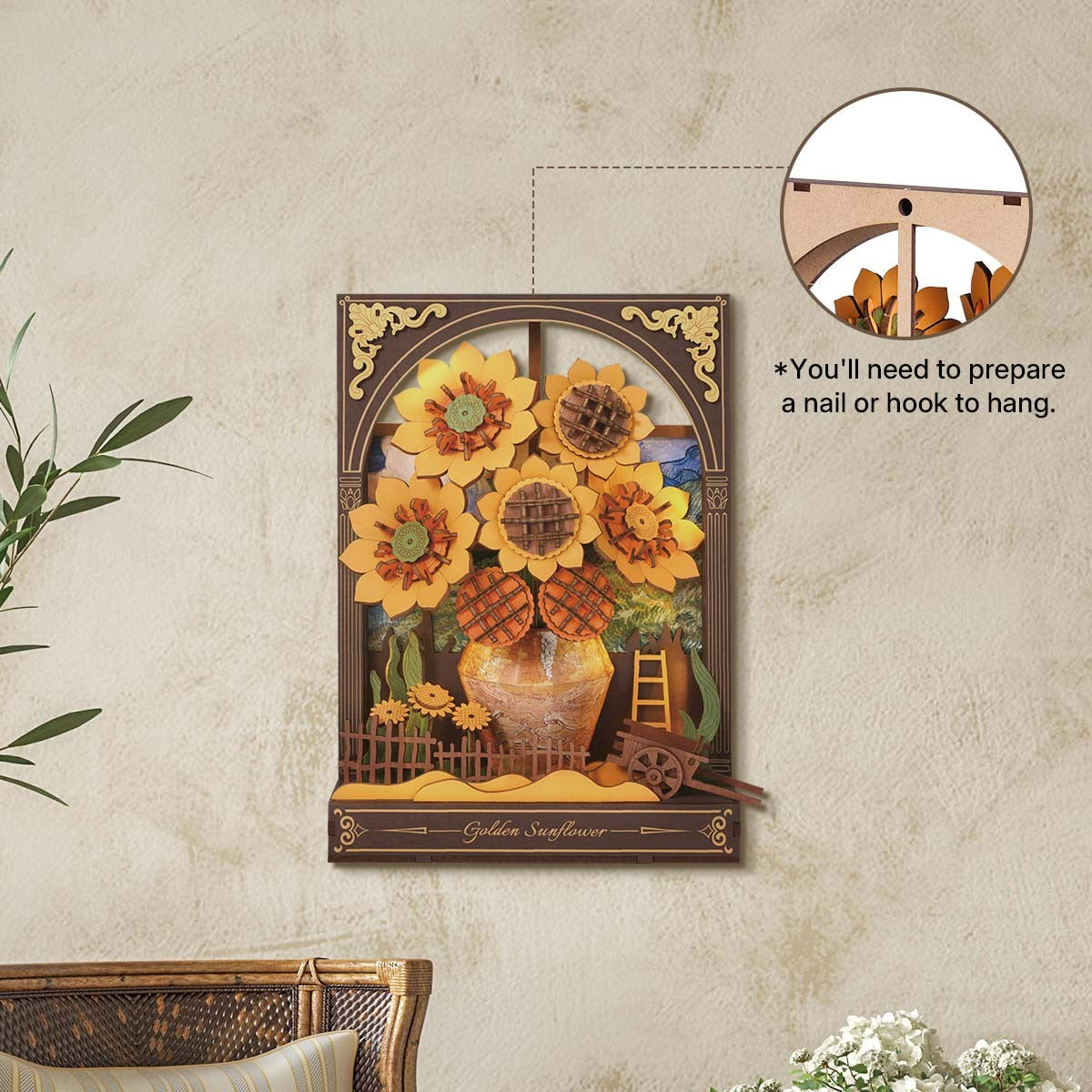 Rowood Golden Sunflower Wall Art 3D Wooden Puzzle