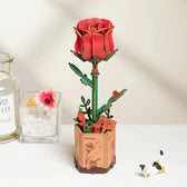 Rowood Red Rose DIY Flower 3D Wooden Puzzle Toys Quiz